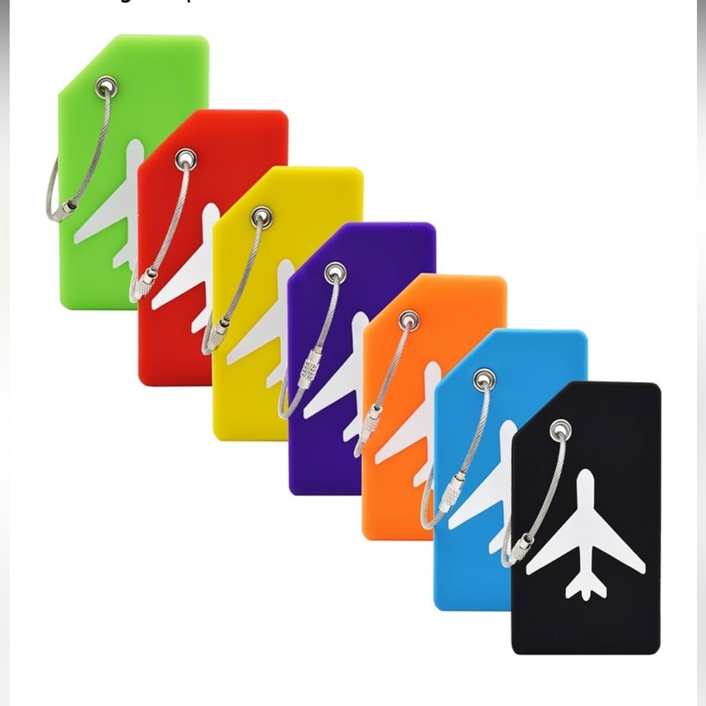 🆕 7 Pack Silicone Luggage Tag for Suitcases with Name ID Card, TSA Approved